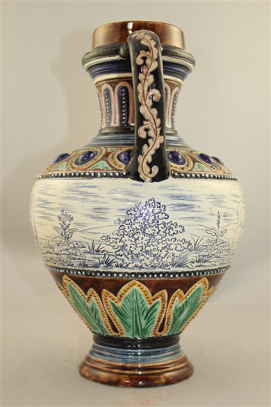 An Amphora pottery ewer, late 19th century, 34cm.